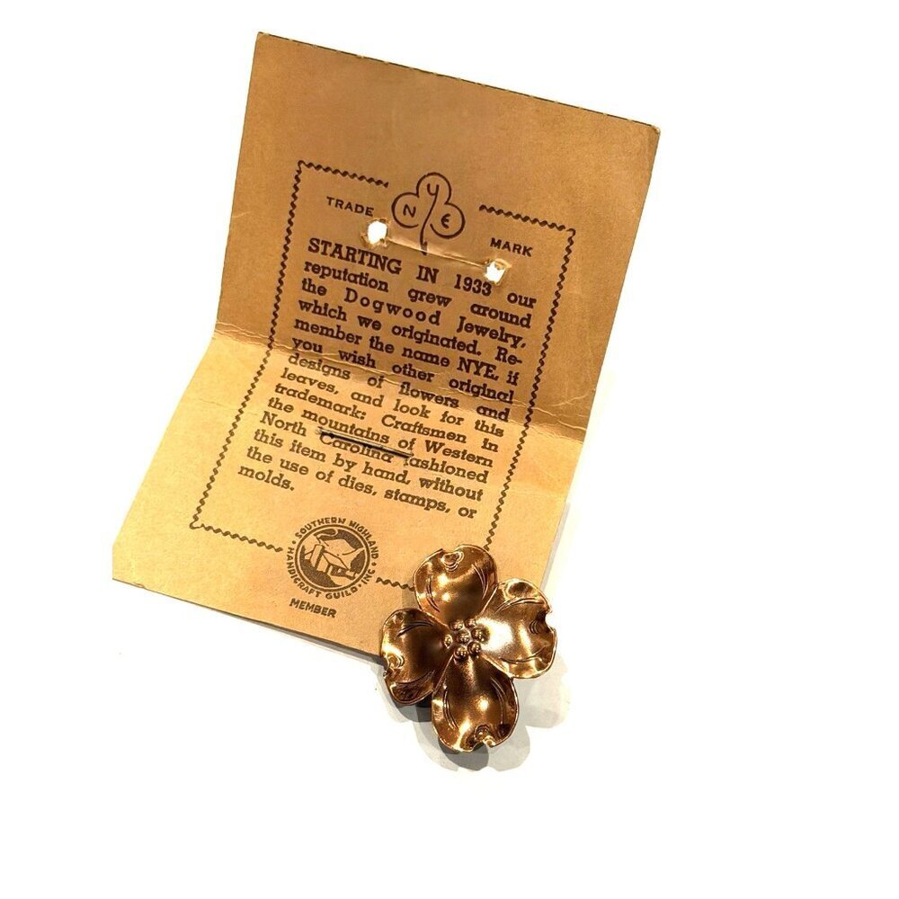 STUART NYE HAND WROUGHT COPPER FLORAL DOGWOOD PIN BROOCHES LOT 2 New - Picture 9 of 10